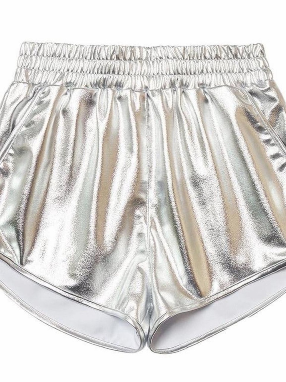 Women’s Metallic Silver Shorts with Elastic Waist small